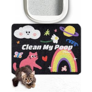 Lukamoo Cute Cat Litter Mat (24''x16''), Large, for Kitty Litter & Cute Cat Litter Box, Clean My Poop