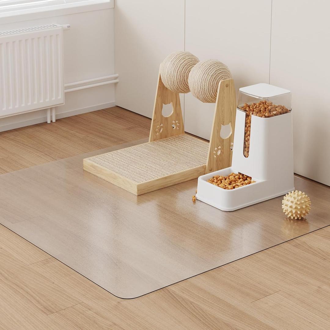 3x4ft Clear PVC Floor Mat, 2mm Thick Waterproof Protective Mat for Hard Floors, Under Refrigerator, Pet Bowls, or Appliances Cuttable, Easy to Clean