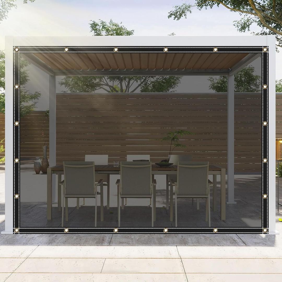 Clear Tarps Heavy Duty UV Protection, Translucent Sun Shade PVC Vinyl Tarpaulin with Grommets, Ropes, Reinforced Edge, Waterproof, Tear-Resistant for Greenhouse, Patio, Garden, Porch, Pavilion (Semi-Clear6.6 x 19.7ft)