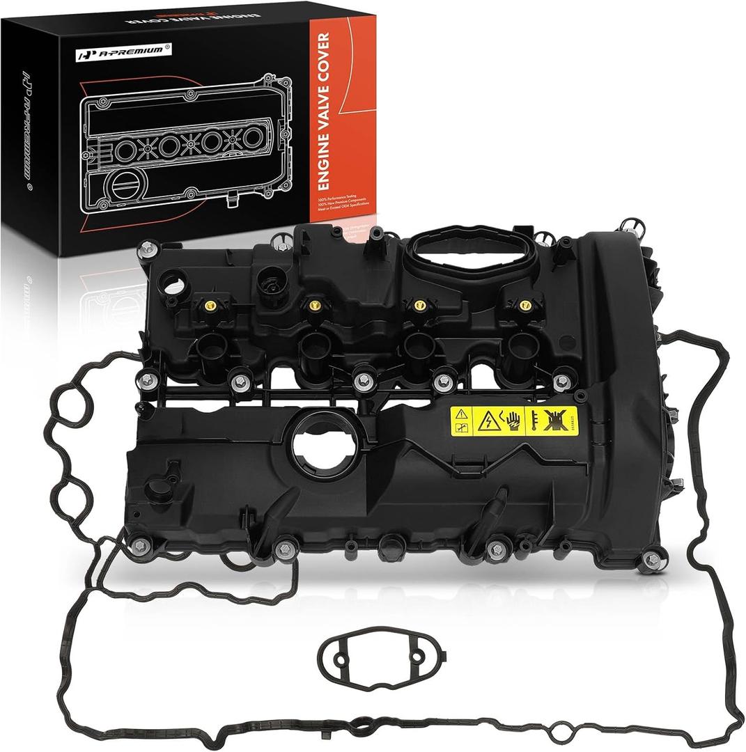 A-Premium Engine Valve Cover, with Gasket & Bolts, Compatible with BMW 230i, 230i xDrive, 320i, 330e, 330i, 330i GT xDrive, 330i xDrive, 430i, 430i xDrive, 530e, 530i, 740e xDrive, X2 & Mini Cooper