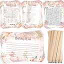 Fumete Birthday Party Games & Activities 100 Pcs Who Knows The Girl Game with 20 Pencils Girly Birthday Cards Set for Teens Sweet Sleepover Party Supplies for Girls,4 Activities(Rose)