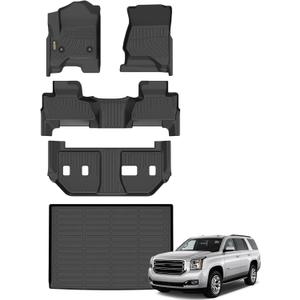 Binmotor-Floor Mats & Cargo Liner for Chevy Suburban 2015-2020/GMC Yukon XL 2015-2020 (with 2nd Row Bench Seat), 8 Passenger, All Weather Car Floor Mats Accessories for GMC Yukon XL