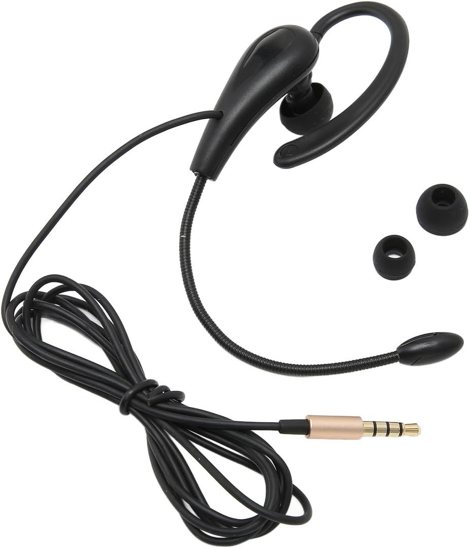 ASHATA Call Center Headset, Ear Hook Single Sided 3.5mm Headphone with Noise Canceling Mic, Call Center Single Earpiece for Cell Phones PC Laptop Skype Computer, ASHATAft4in5he60