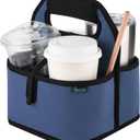 Beautyflier Reusable Insulated Coffee Cup Carrier, Portable Drink Carrier for Delivery, Drink/Cup/Coffee Holder with Handle for Take-Out Coffee (Blue)