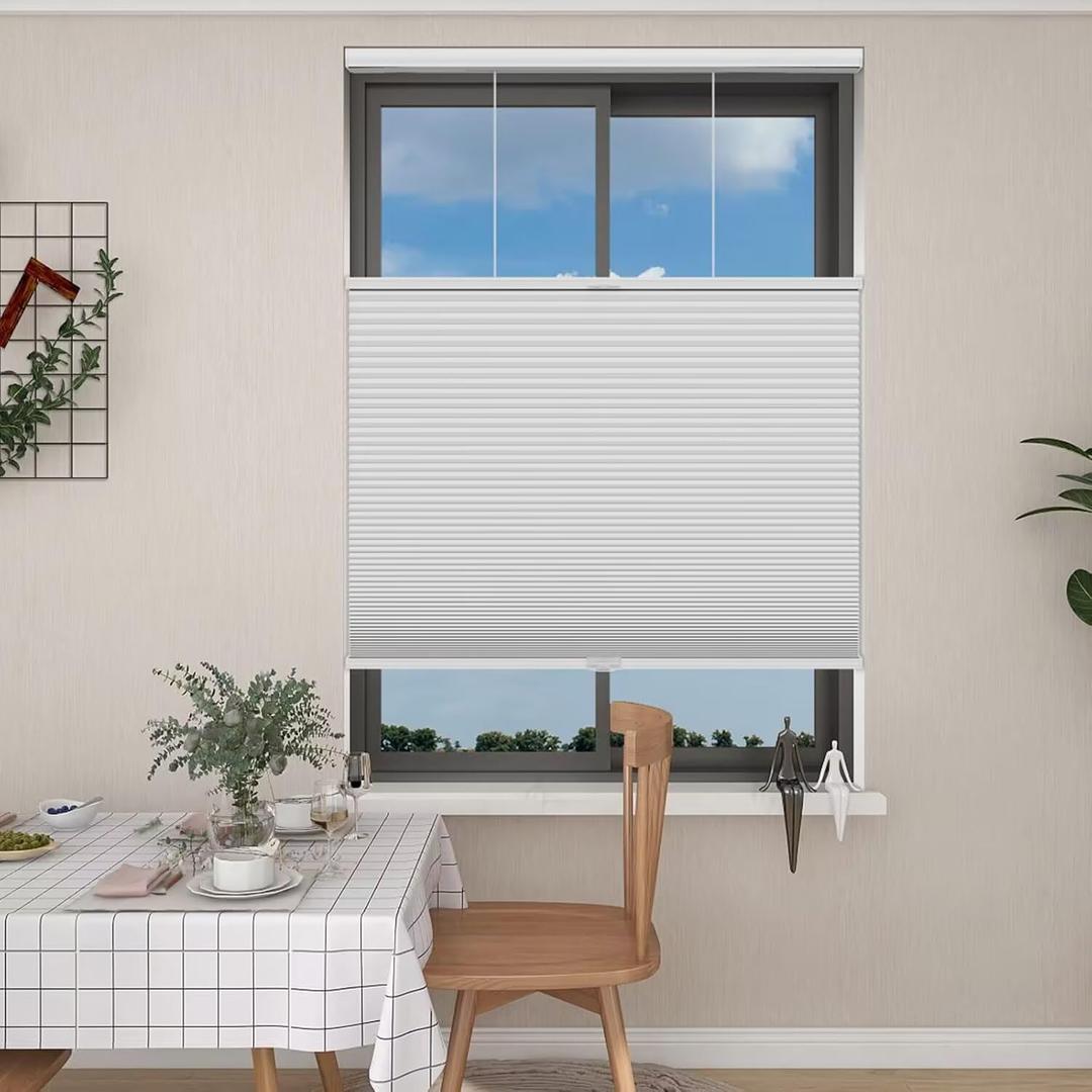 Changshade Top Down Bottom Up Cellular Shades, Cordless, Blackout, White, 36"W x 72"H