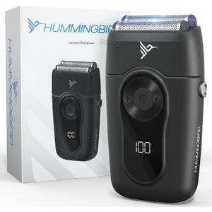 HUMMINGBIRD MK2 Compact Foil Shaver  No Nick, No Cut, No Razor Burn Face Shaver for Men, Portable USB C Rechargeable, Dual Foil Flex Head Electric Razor, LED Display, Travel Head & Facial Groomer
