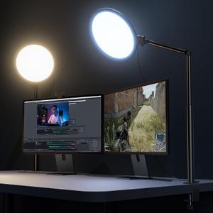 Weilisi 10.2" Desk Ring Light with Stand, 360 Rotate Desk Lamps for Home Office with C-Clamp, Flexible Height Desk Light, Adjust Arm Ring Light for Desk, Podcast, Gaming, Recording, Zoom Lighting