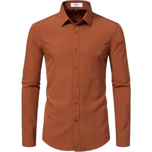 Dress Shirts for Men Stretch Slim Fit Long Sleeve Mens Dress Shirts Casual Business Muscle Fit Button Down Shirts (XXL)