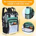 12 Pack Heavy Duty Clear Backpacks Bulk, 15" Transparent Bookbags for School, Waterproof PVC Work Bag with Reinforced Straps (Black), 15.35 x 10.63 x 4.33 inches / 39 x 27 x 11 cm