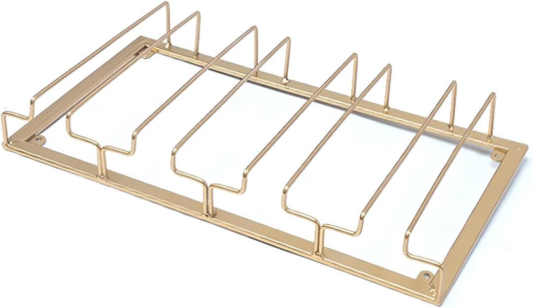 Wine Glasses Rack Under Cabinet Stemware Rack, Wine Glass Hanger Rack, Wine Glass Holder Storage Hanger, for Cabinet Kitchen Bar (40x22.5cm, Gold)