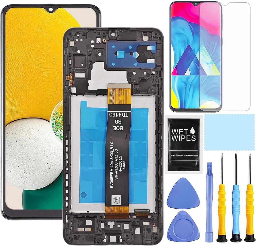 for Samsung Galaxy A13 5G Screen Replacement with Frame for Samsung a13 a136u Screen Replacement kit s136dl a136a a136w LCD Touch Display digitizer with Repair Part Tools 6.5 inch