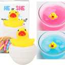 2 Pcs Duck Gender Reveal, Bath Bomb Ducks Pink or Blue for Baby Shower Party Gift with PVC Box, Card & Confetti for Gender Reveal Birthday Party Decorations