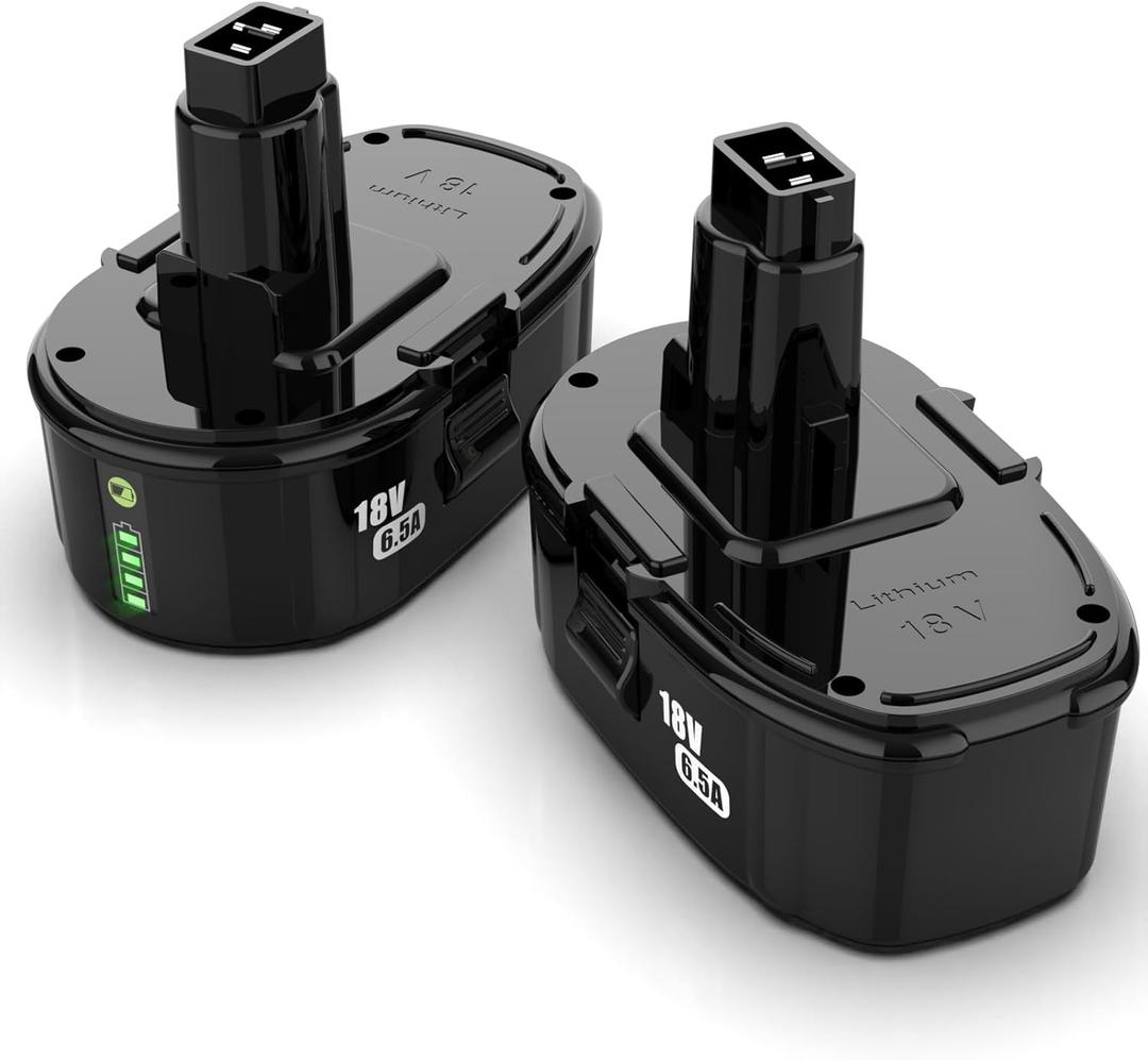 energup 2Pack 18V Li-ion Replacement for Dewalt Battery xrp baterias 6.5A, DC9096 DC9098 DC9099 DE9098 DW9095 DW9096 DW9098 DE9503 DC9182, for 18Volts Dewalt Batteries