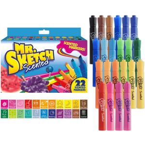 Mr. Sketch Scented Markers, Chisel Tip, Assorted Colors, 22 Count - Fun for Kids, Coloring, Spark Creativity, Arts & Crafts
