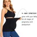 Combination of Maternity Shirts Extenders and Pants Waist Extenders, Seamless Maternity Belly Band (Black, M)