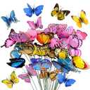 CAMATET 40 Pcs Butterfly Stakes, Decorative Garden Stakes, 3D Colorful Double Wings with Bendable Stick, Artificial Butterflies for Flower Bouquet Crafts, Plant Stake for Patio Yard Pot, Party Decor