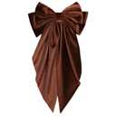 Brown Velvet Large Hair Bow Long Tail Bowknot Hair Barrette Clip 8.26 Inch Women Girls Fall Winter Ponytail Holder Hair Accessories