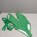 ZAFUL Women Plunging One Piece Swimsuit Backless Cross Tie High Cut Thong One-Piece Bathing Suit (Medium, 23-green)