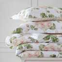 Martha Stewart - King Comforter Set, 100% Silky Smooth Cotton Sateen Floral Bedding for Year Round Comfort, 3 Piece Bed Set with Matching Pillowcases (Geranium Bloom Pink)