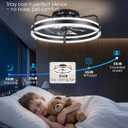 Ceiling Fan with Lights, 20'' Low Profile Ceiling Fans, 3000-6500K Dimmable Fandelier LED Fan Light, Black Modern Flush Mount Ceiling Fan, 6 Speeds Reversible DC Motor Noiseless for Bedroom, Kids Room