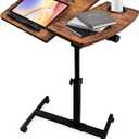 Overbed Table with Wheels Adjustable Height, Tiltable Desktop with Tray, Over Bed Table Rolling Bedside Tables, Medical Mobile Standing Desk, for Hospital Office Bedroom Sofa, Brown