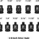 MIXPOWER 11 Pieces 3/8-inch Drive Pipe Plug Socket Set, SAE, CR-MO, Tapered Male Square Drive, Chamfered Female Square Drive