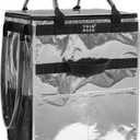 Reusable Grocery Bag On Wheels, Shopping Cart, Rolling Tote with 8 Pockets and Zipper Cover, Foldable, Heavy Duty Handles, Carries Up to 46 LBS (Medium, Silver)