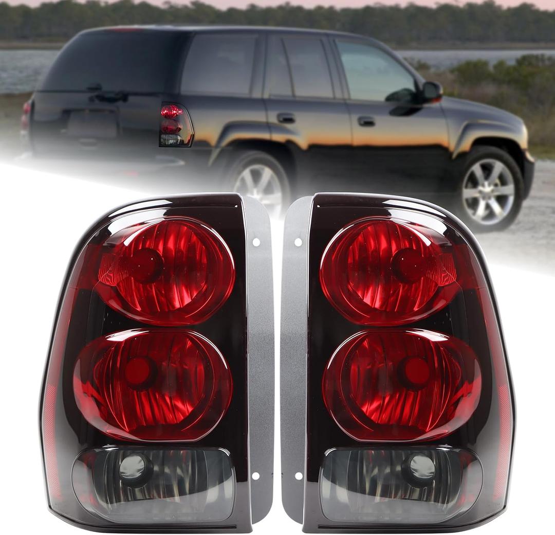 Pair Tail Lights Rear Lamp Assembly Compatible With 2002-2009 Chevy Trailblazer Left Driver Side + Right Passenger Side 15131579 15131578