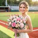 Suhine 12 Pcs Artificial Baseball Rose Flower Gifts for Mom Coach Boyfriend Girlfriend Sports Party Favors Bulk for Birthday Graduation Wedding Party Decorations Table Centerpieces(Love Color, Normal)