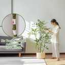 4.6ft Faux Bamboo Tree Artificial Nandina Tree Artificial Indoor Plants Realistic Fake Potted Tree with 800+ Leaves, Cement Planter - Home Office Decor Perfect for Housewarming Gift Non-Toxic