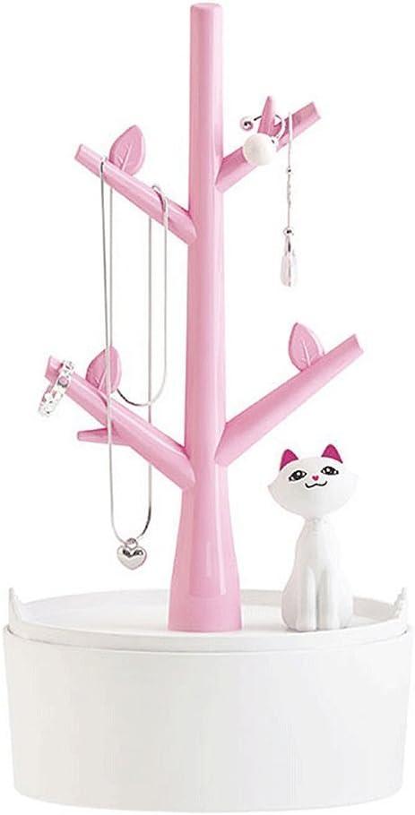 Fantasee Jewelry Holder Organizer Cat & Tree Jewelry Earring Bracelet Hair Tie Holder Organizer Premium ABS Material Eco-Friendly for Little Young Girl (Pink)
