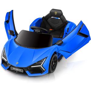 ELEMARA Lamborghini Ride On Car with Scissor Door, Electric Vehicle for Kids with Remote Control,Kid Cars to Drive with MP3 Player, Bluetooth, LED Light and Wide Seat, Navy Blue