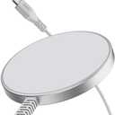 ESR for Magsafe Charger, 15W Wireless Charger, Wireless Charging Pad for iPhone 15/14/13/12, AirPods 4/3/Pro/Pro 2, Galaxy S25, Strong Magnetic Charging Pad with Type-C Cable, Silver