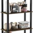 Furinno TURN-S-TUBE Storage Shelves, 4-Tier Book Shelf, Corner Shelf, Toolless Open Shelves, for Organization and Storage, Living Room, Garage, Home Office, Columbia Walnut