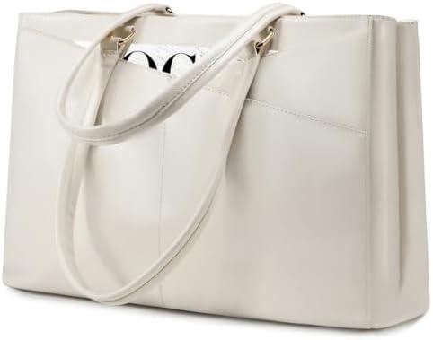 LOVEVOOK Laptop Bag for Women 15.6 Inch Tote Bags Waterproof Computer Briefcase for Teacher Business Office Work Bag,Beige