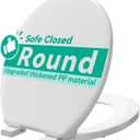 Toilet Seat, Round Toilet Seat with Slow Close Hinges, Never Loosen, Easy Installation and Cleaning, For Most Standard Round Toilet Seats(16.5"), Two Sets of Parts, Durable Plastic