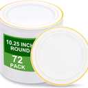 WELLIFE 72PCS Gold Plastic Plate, 10.25Inch Disposable Dinner Plate Party with Gold Rim, Heavy Duty Disposable Plastic Plates for Party, Wedding, Birthday