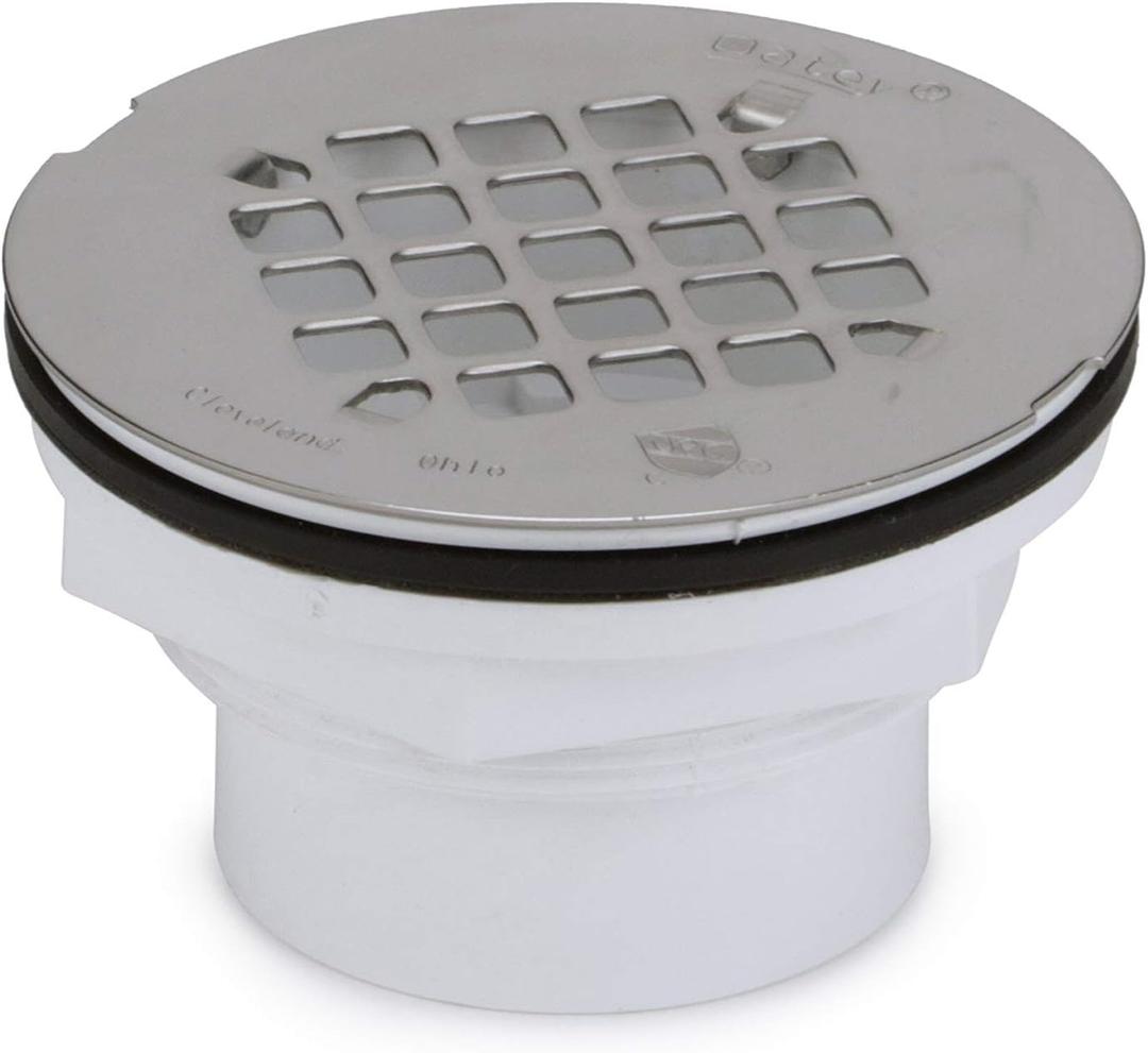 Oatey 42097 101 PS PVC-Solvent Weld Shower Drain with Stainless Steel Strainer, 2-Inch