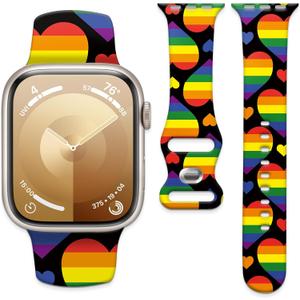 3 x Watch Band Compatible with Apple Watch 38mm 40mm 41mm 42mm Soft Silicone Wristbands Replacement Strap with Classic Clasp for iWatch Series SE 10 9 8 7 6 5 Utral for Women(Yellow love heart)
