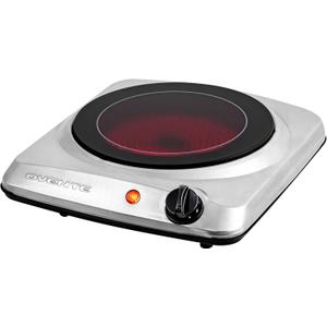 OVENTE Countertop Infrared Single Burner, 1000W Electric Hot Plate with 7 Ceramic Glass Cooktop, 5 Level Temperature Setting & Easy to Clean Base, Compact Stove for Home Dorm Office, Silver BGI101S