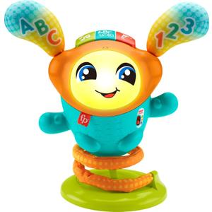 Fisher-Price Baby & Toddler Learning Toy DJ Bouncin Beats with Music Lights & Bouncing Action for Ages 9+ Months, Multilanguage Version, 7.5 x 11 x 0.1 inches