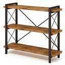 Amazon.com: HCHQHS Bookshelf, 3-Tier Industrial Bookcase, Rustic Open Book Shelf, Wood and Metal Horizontal Bookshelves : Home & Kitchen