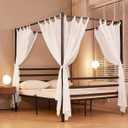 Akiky White Canopy Bed Curtains 4 Corner Bed Canopies Voile Sheer Canopy Curtains Panel 8 Drapery Panel Curtain for All Bed Sizes