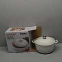 Mueller 6qt Enameled Cast Iron Dutch Oven, Heavy-Duty Casserole and Braiser Pan with Lid and Knob, Oven-Safe up to 500 F & Across All Cooktops, White