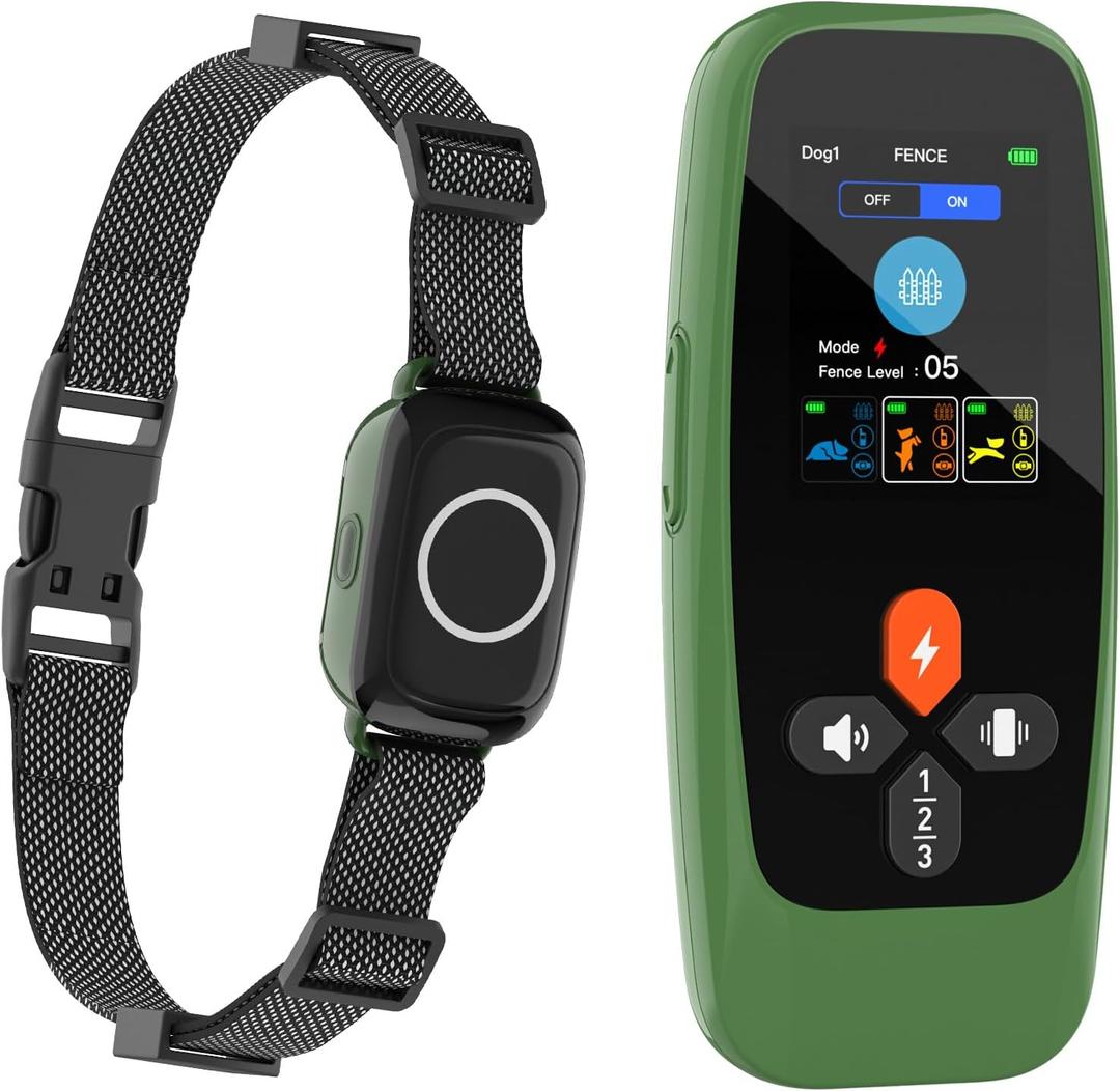Teendow Wireless Dog Fence T800Pro, Zero Delay Response Electric Fence for Dogs, Perimeter Pet Collar with Training & Bark Control, Safety-Lock, HD Display Transmitter Rechargeable Waterproof Portable