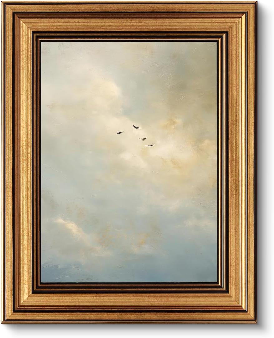 VIYYIEA Vintage Gold Framed Wall Art for Living Room,Above The Clouds-(10L x 8W)