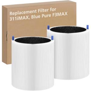 2 Pack 311i Max Replacement Filter, Compatible with Blue Pure 311i Max Air Purifier, True HEPA Filter Compare to Blue Pure F3-MAX