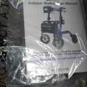 Walkers for Seniors with Seat, Foldable Rollator Walker, Reinforced Aluminum Frame, 10" Big Rubber Wheels for All Terrain, Built-in Cable, Lightweight Rolling Walker, Gray