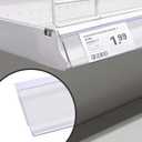 Shelf Label Strips, Pro Painter 100 Pack Snap-in 1.25H Angled Shelf Strip Price Tag Holder Fits Standard Gondola Shelf Channel, Clear Plastic Front/White Back Sign Holder for 48 Long Shelf, 47-11/16 Inches