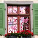 9 Sheets Valentines Day Decorations Heart Window Clings Decor Large Red Pink Gnomes Heart Tree Window Stickers Double Sided Decals for Valentines Office Wedding Anniversary Party Decorations